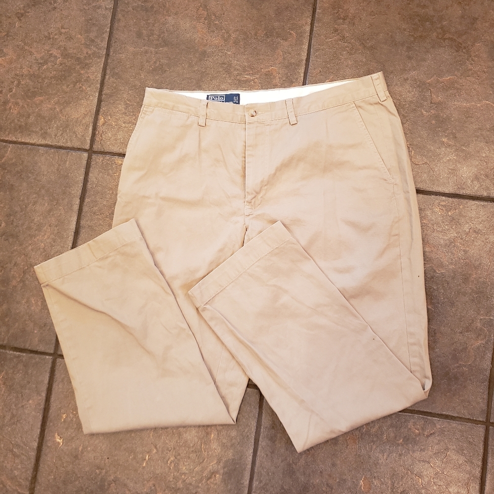 Polo by Ralph Lauren "Preston" plan front khaki pants 100%cotton mens 38x32